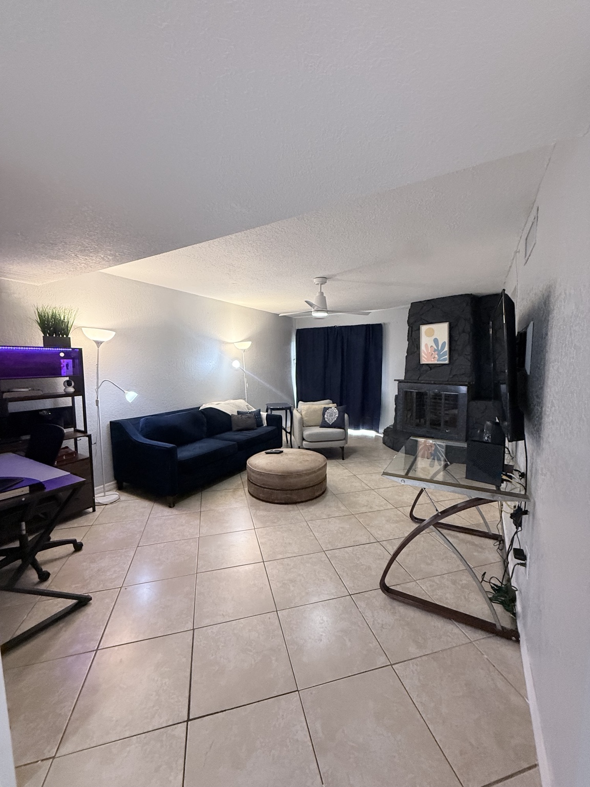 Living area after post-construction cleaning, with clean floors and an organized finished space